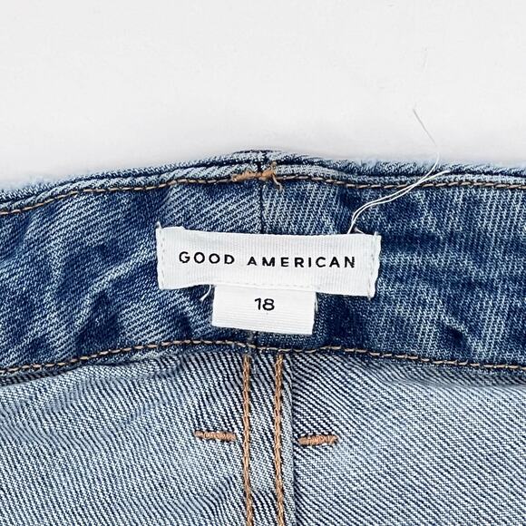 GOOD AMERICAN Good Boy Twisted Slit Jeans Women’s Size 18 Blue875 - Picture 6 of 7